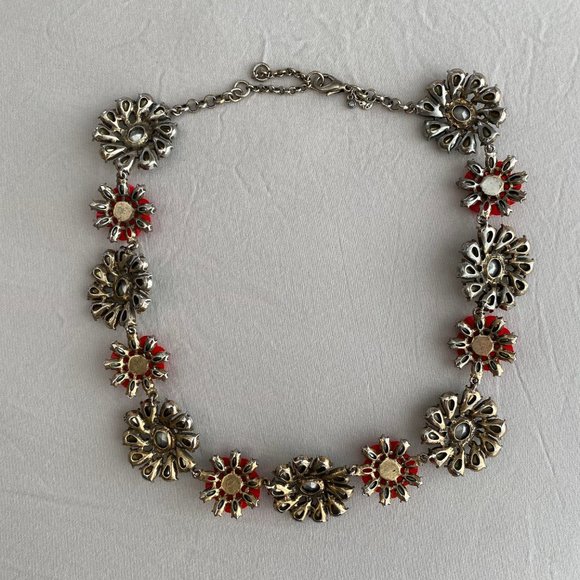 Ann Taylor Red & Green Floral Statement Necklace - Picture 3 of 4